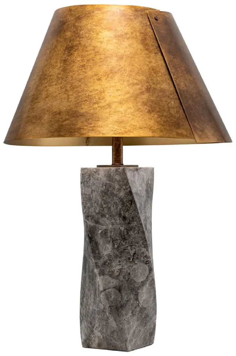 Casa Padrino l¨¢mpara de mesa de m¨¢rmol de lujo con pantalla de metal gris / lat¨®n antiguo ? 53 x A. 78 cm