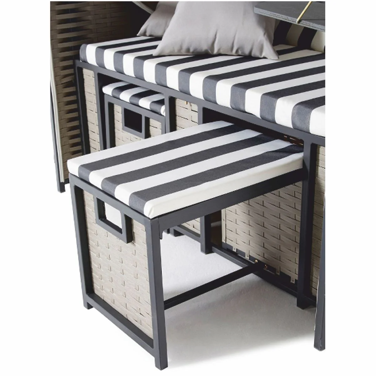 Casa Padrino silla de playa con techo gris / blanco 114 x 72 x A. 160 cm