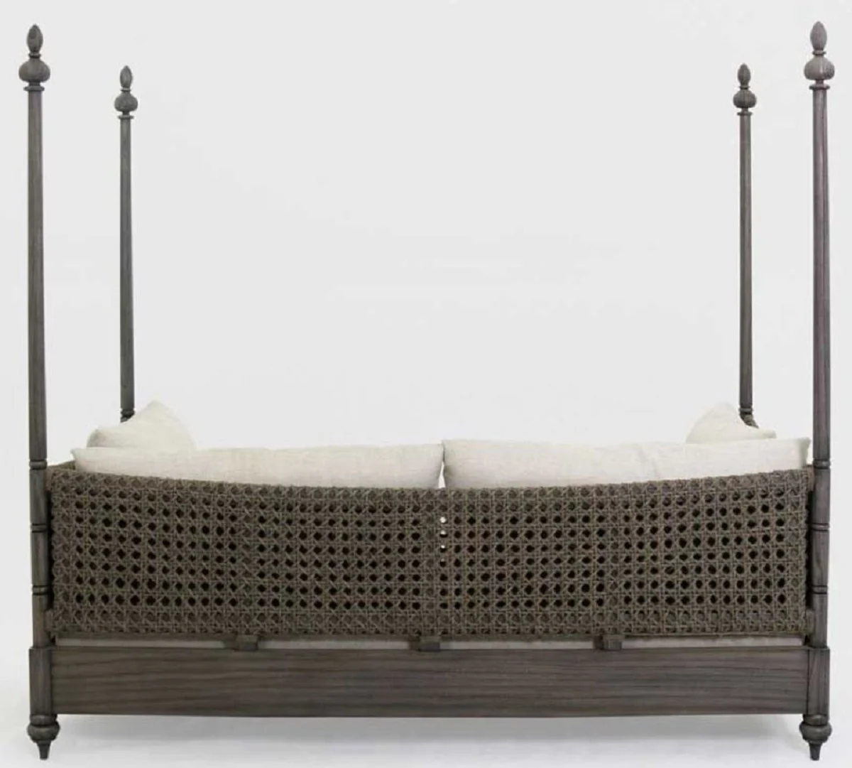 Casa Padrino sof¨¢ cama de lujo gris / crema 219 x 110 x A. 200 cm - Elegante sof¨¢ de madera maciza - Muebles de sal¨®n - Calidad de Lujo