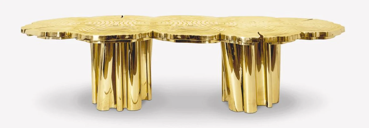 Casa Padrino mesa de comedor de lujo oro 230 x 133 x A. 76 cm - Mesa de cocina moderna de metal macizo - Muebles de comedor de lujo - Calidad de Lujo