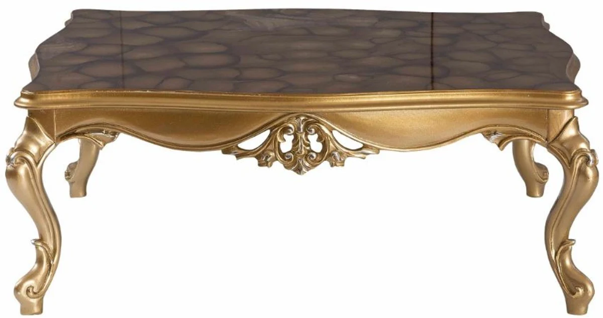 Casa Padrino mesa de centro barroco de lujo negro / oro 130 x 96 x A. 48 cm - Mesa de sal¨®n adornada en estilo barroco - Muebles Barrocos