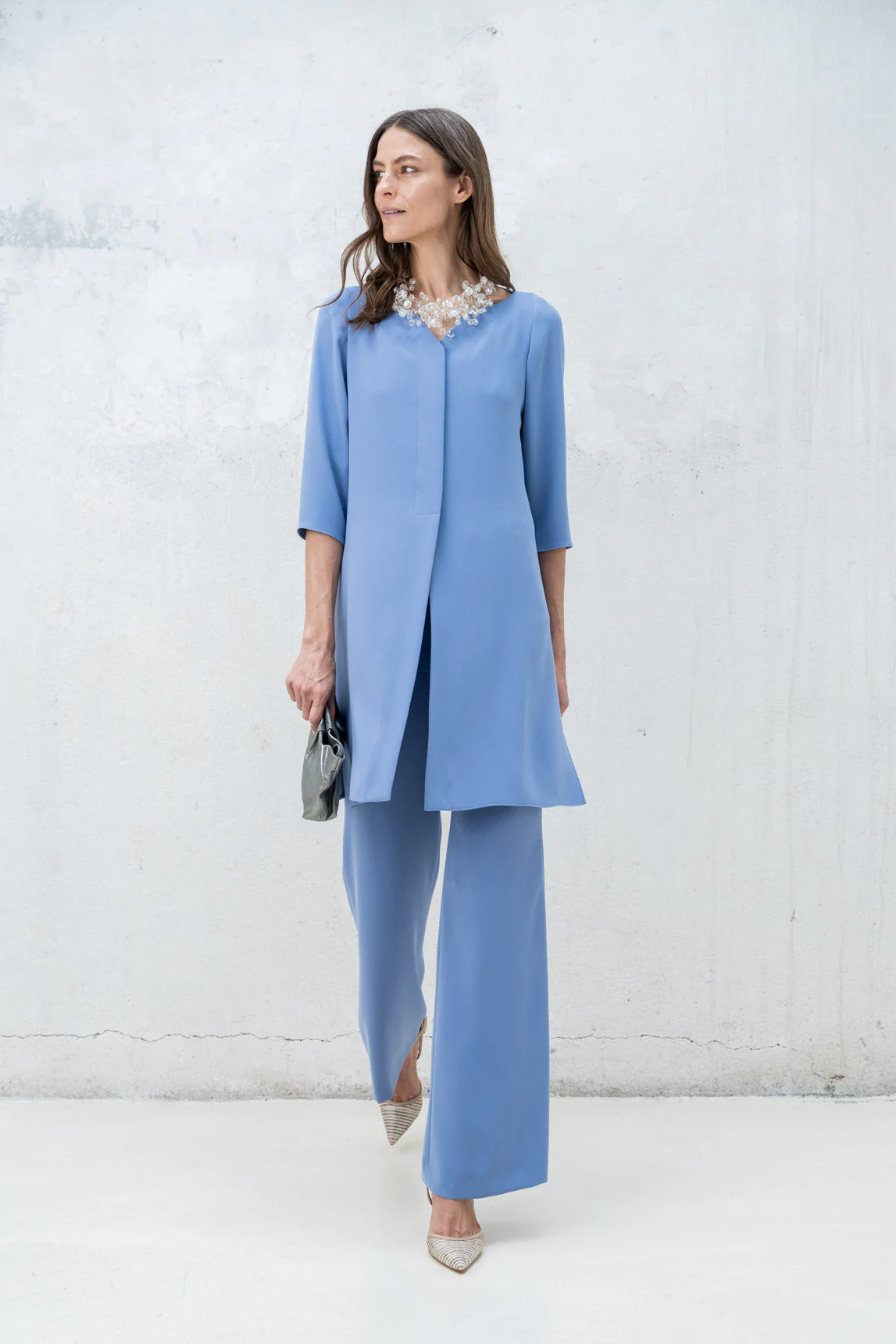 Rivera-spain Pantalón palazzo Nepal azul piedra