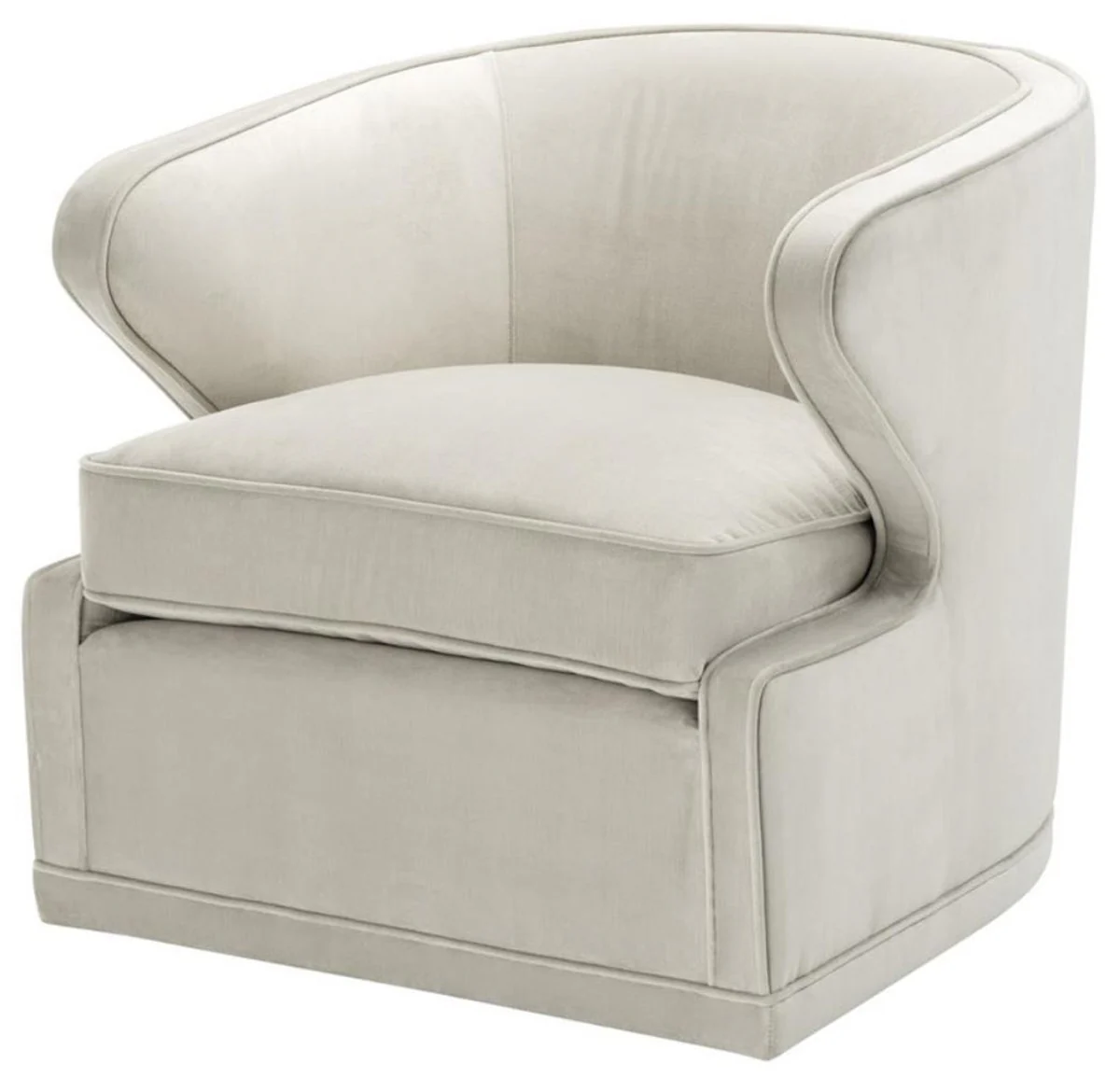 Casa Padrino sillón de sala de estar / sillón giratorio gris claro 75 x 80 x H. 73 cm - Muebles de Salón de Lujo