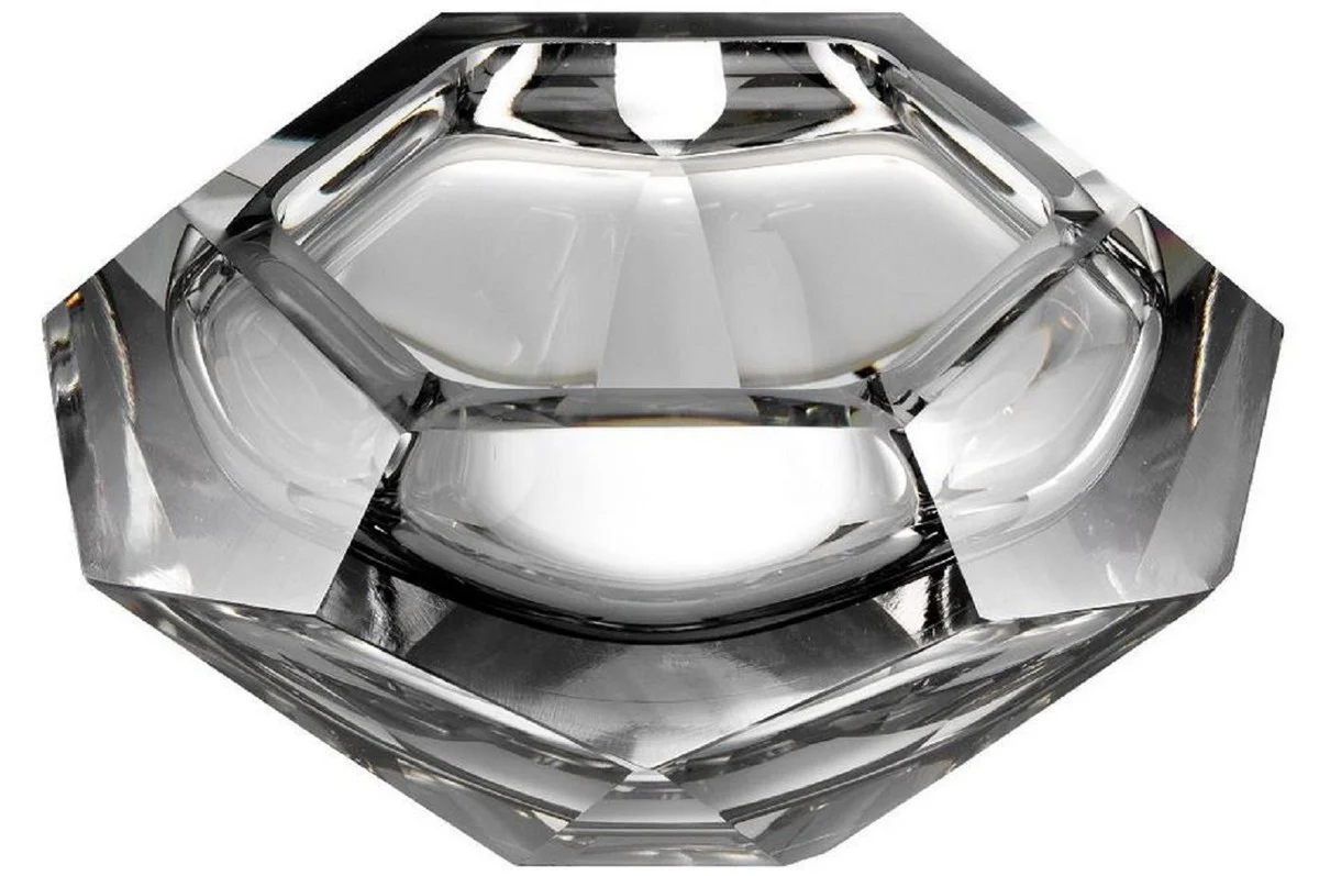 Casa Padrino tazón de vidrio cristal de lujo gris 20 x 20 x H. 9,5 cm - Cuenco Decorativo Hexagonal - Accesorios de Lujo