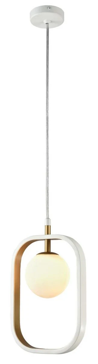 Casa Padrino lámpara colgante de lujo blanco / oro 17,8 x H 25 cm - Colección de Lujo