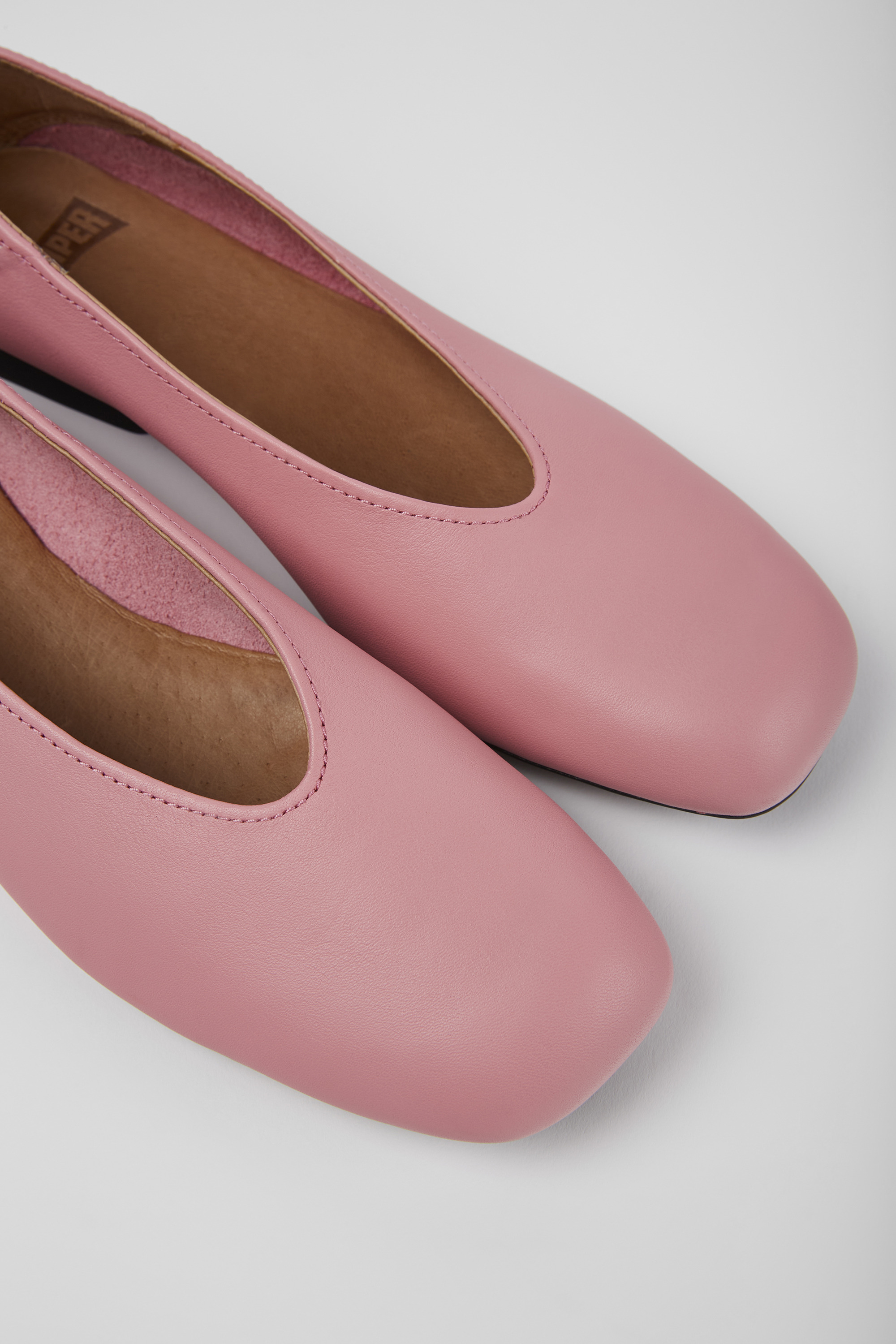 Casi Myra - Pink leather ballerinas for women