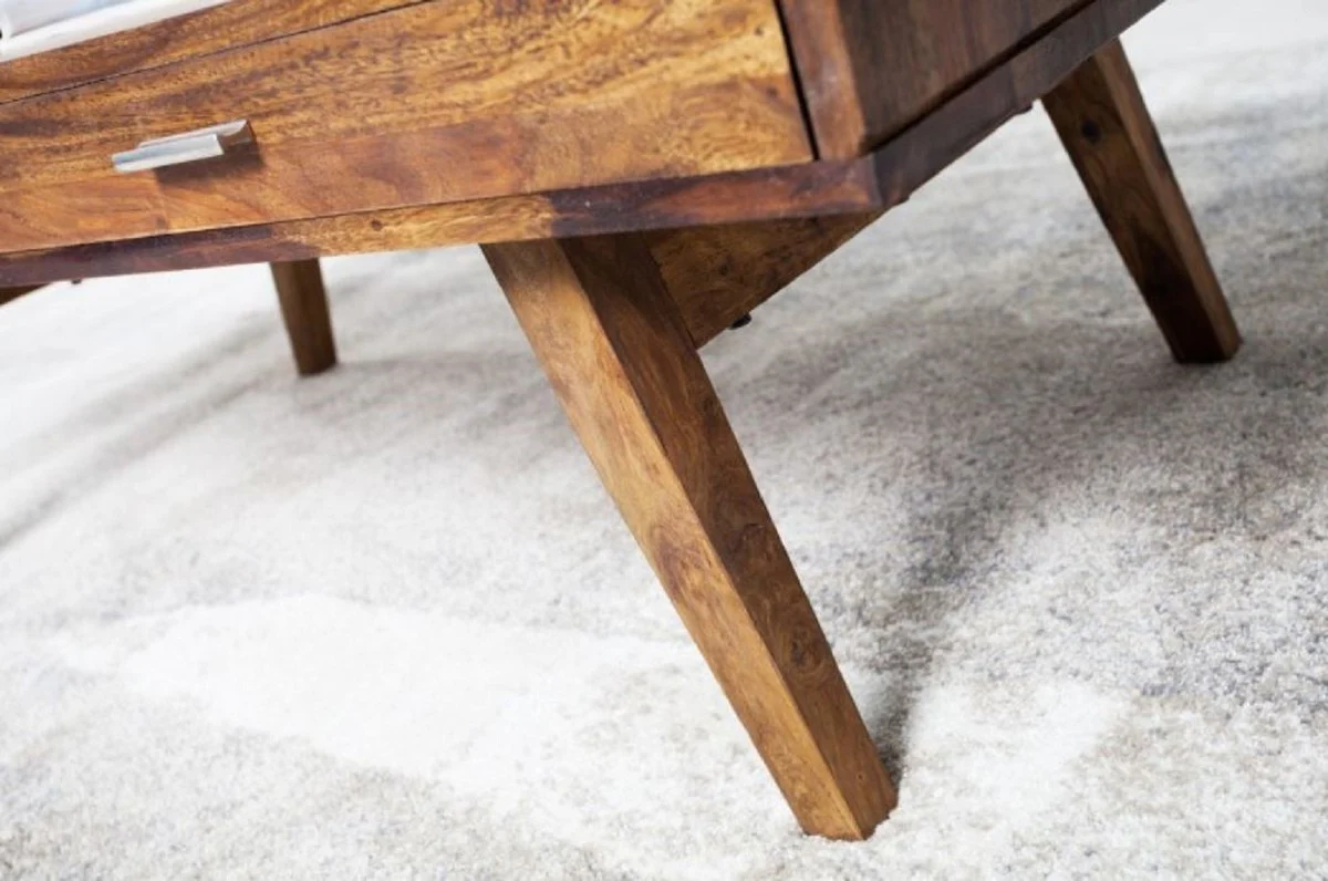 Casa Padrino mesa de centro de madera maciza natural 100 x 55 x A. 40 cm - Mesa de sal¨®n en estilo retro - Muebles de sal¨®n en dise?o retro