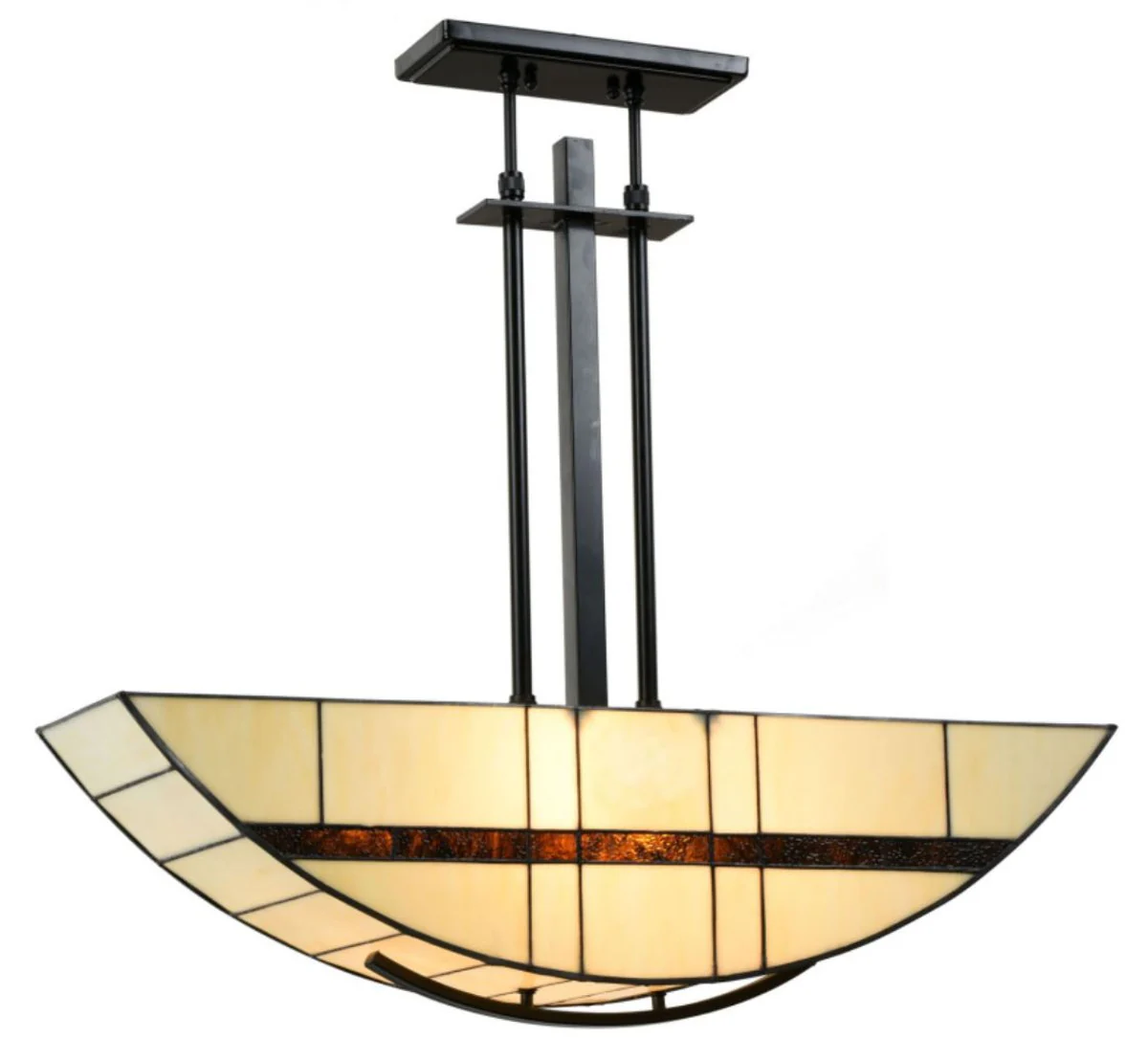 Casa Padrino luxury Tiffany Lámpara Colgante Beige / Negro 80 x 20 x H. 69-95 cm - Hotel & Restaurant Lámpara de Suspensión