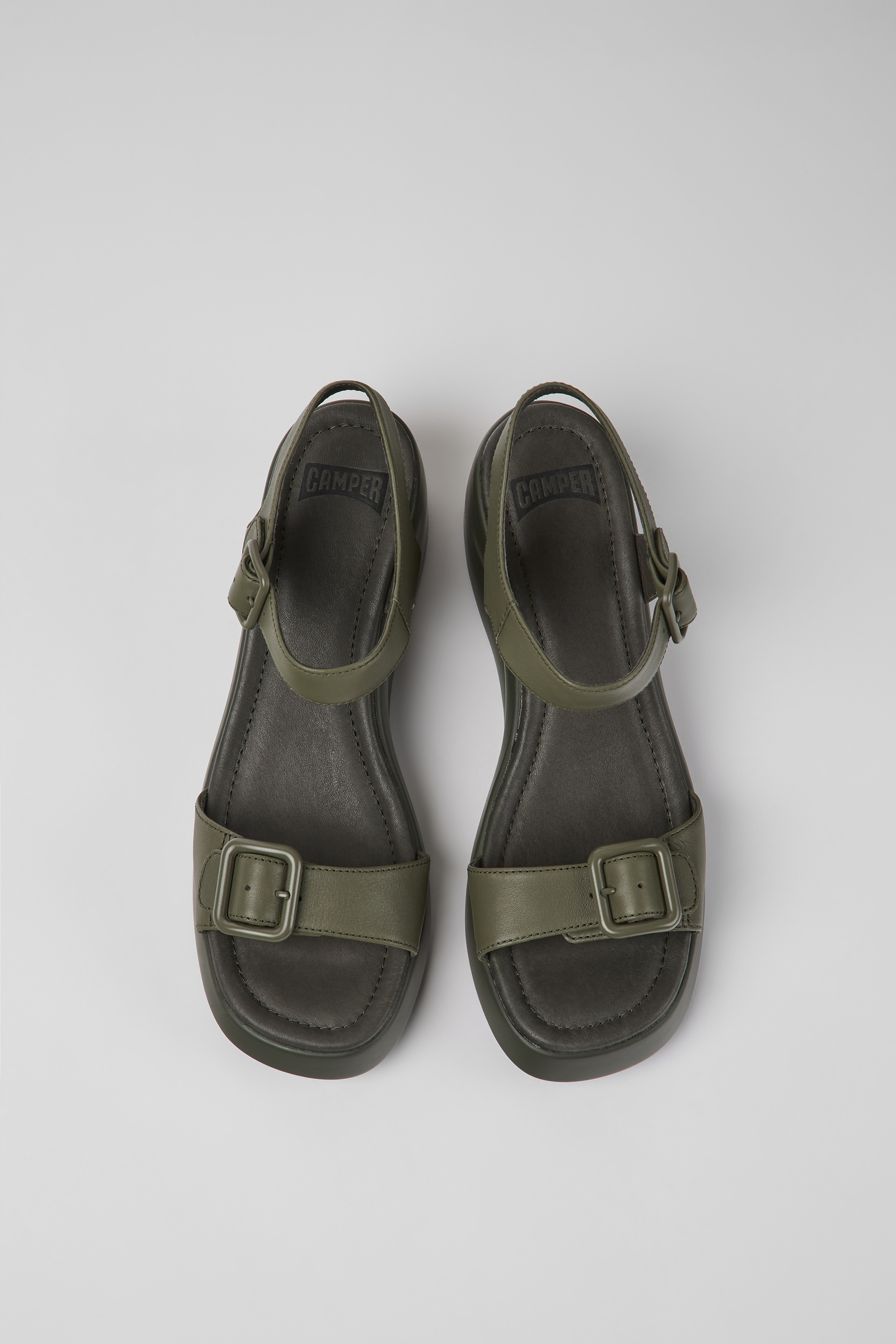 Kaah - Green leather sandals for women