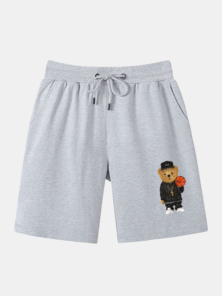 Basketball Bear Print T-Shirt & Shorts