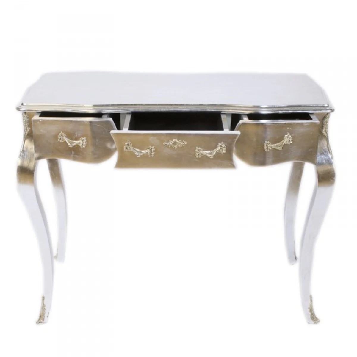 Casa Padrino luxury baroque desk / console silver incl. Glass panel 97 x 78 x 48 cm - secretary luxury furniture