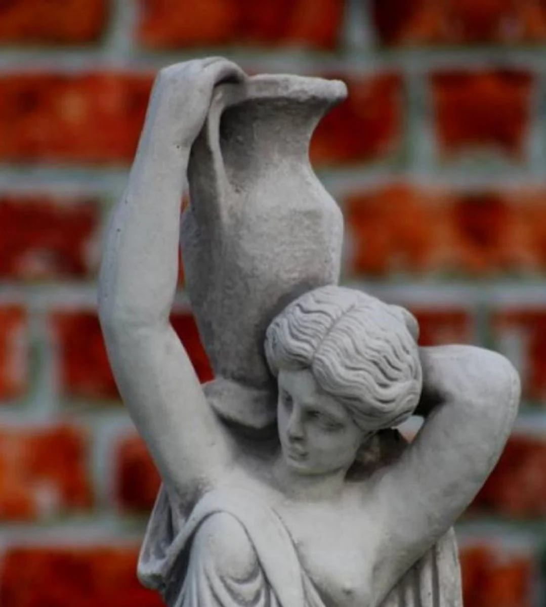 Casa Padrino fuente barroco mujer con jarra gris ? 78 x A. 175 cm - Magn¨ªfica fuente de jard¨ªn estilo barroco - Fuente redonda de piedra para decoraci¨®n de jard¨ªn - Decoraci¨®n de jard¨ªn barrocos