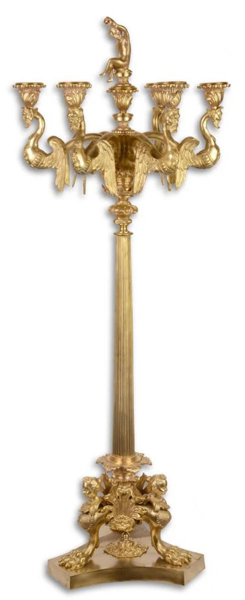 Casa Padrino Candelero Barroco Oro 32,5 x 32,5 x H. 76,5 cm - Noble y Suntuoso