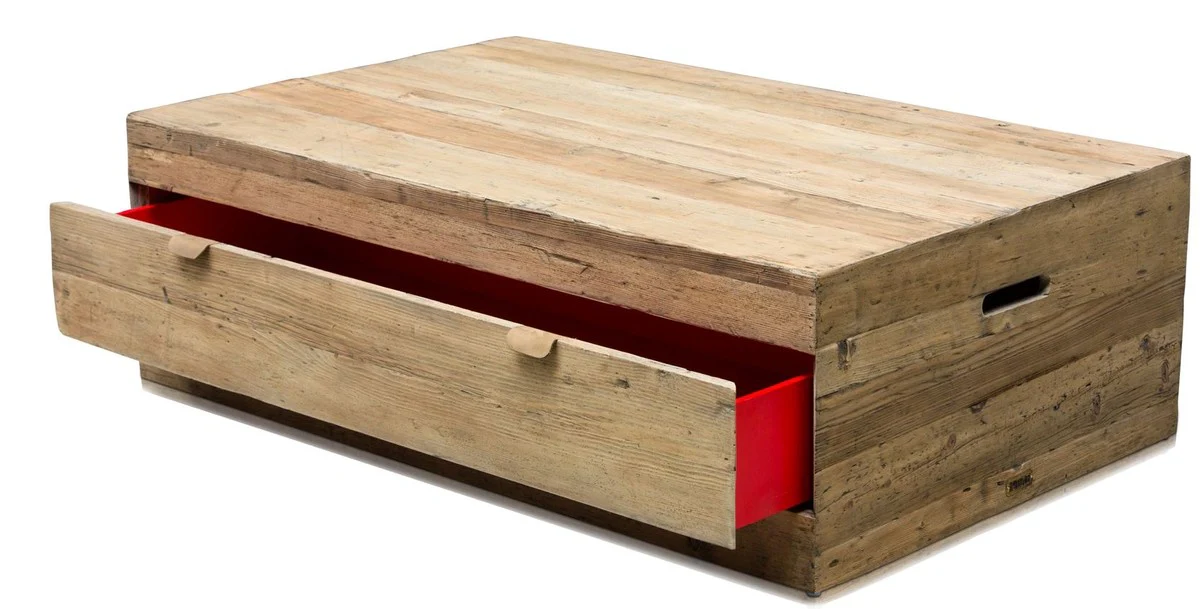 Casa Padrino country style coffee table with drawer natural colors 130 x 80 x H. 40 cm - Living Room Furniture in Country Style