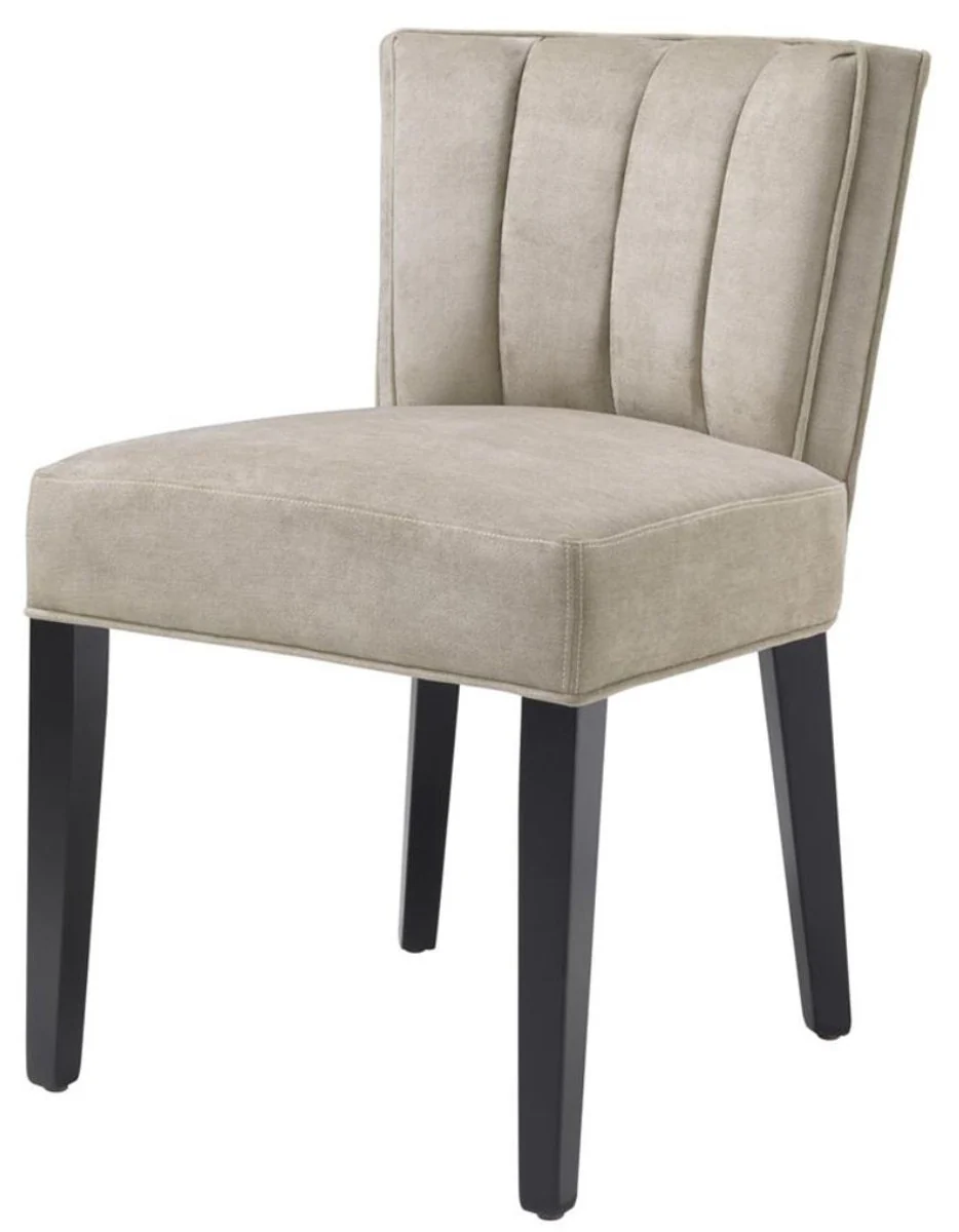 Casa Padrino silla de comedor de lujo greige / negro 51 x 62 x H. 82 cm - Muebles de Lujo para el Comedor