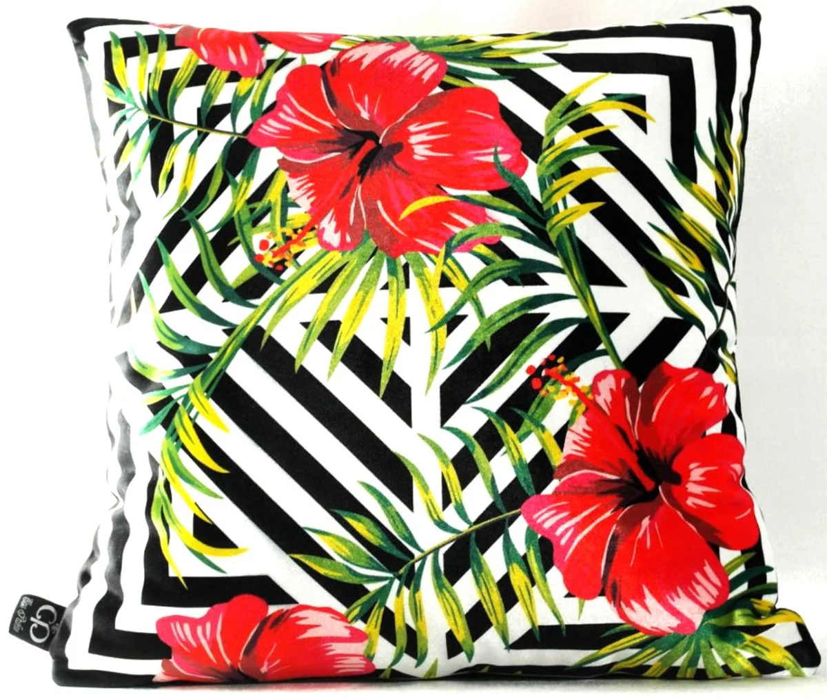 Casa Padrino Almohada Decorativo de Lujo Flores de Pittsburgh Multicolor 45 x 45 cm - Tejido de Terciopelo Más Fino - Almohada del Salón