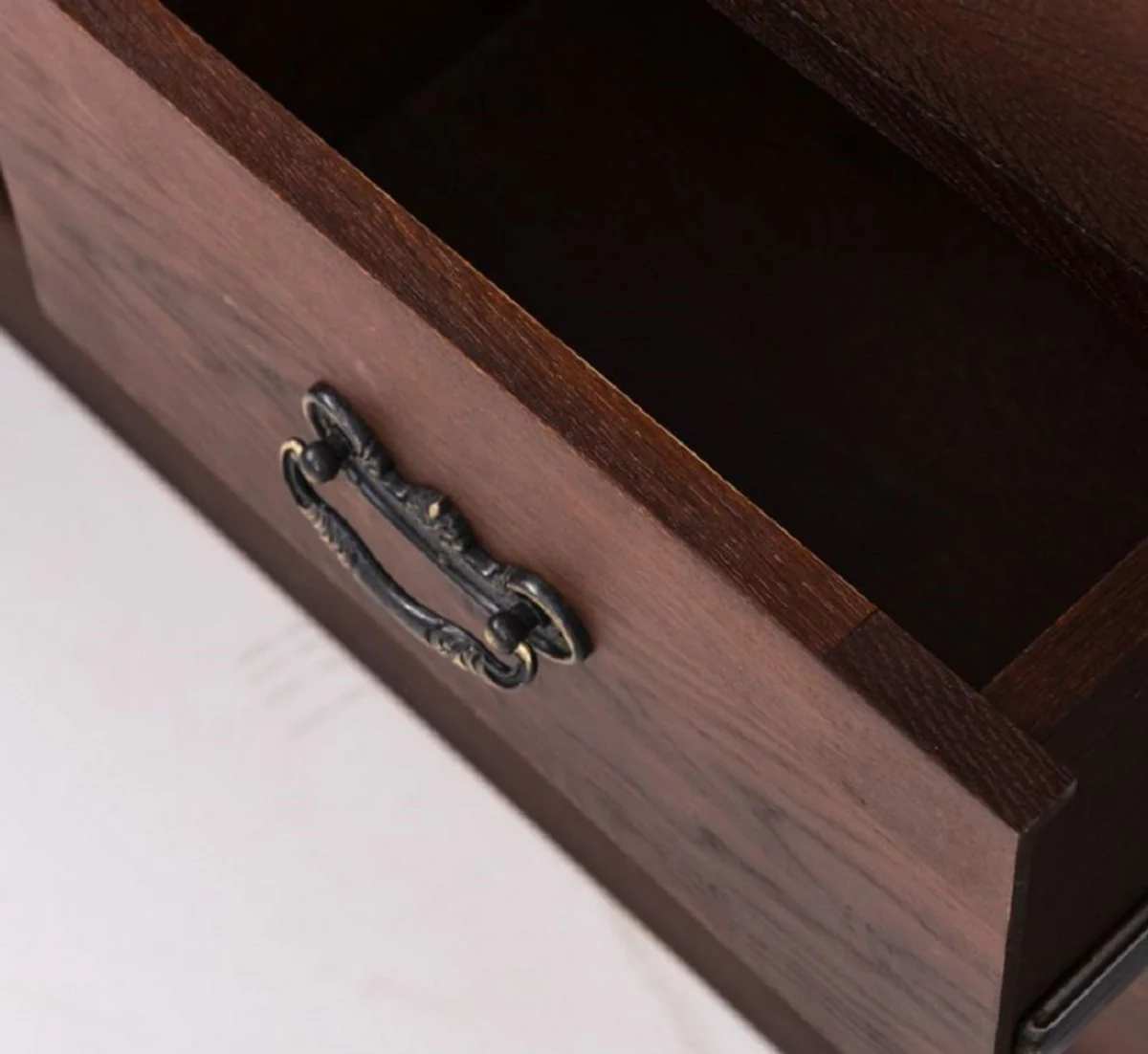 Casa Padrino mesa de lavabo doble estilo campestre con 2 lavabos de cerámica marrón oscuro / blanco 150 x 51 x A. 91 cm - Muebles de baño de madera maciza en estilo campestre