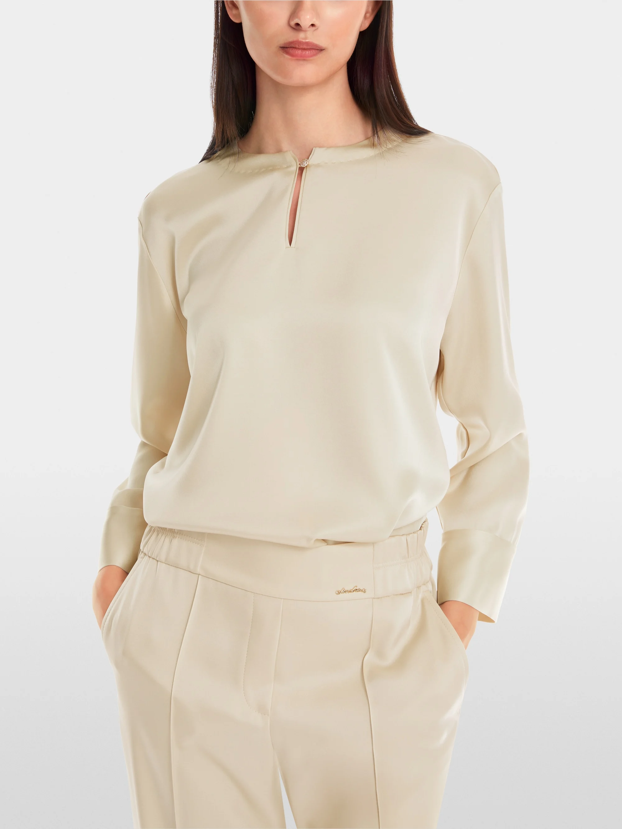 Marc-Cain Plain collarless blouse with glitter