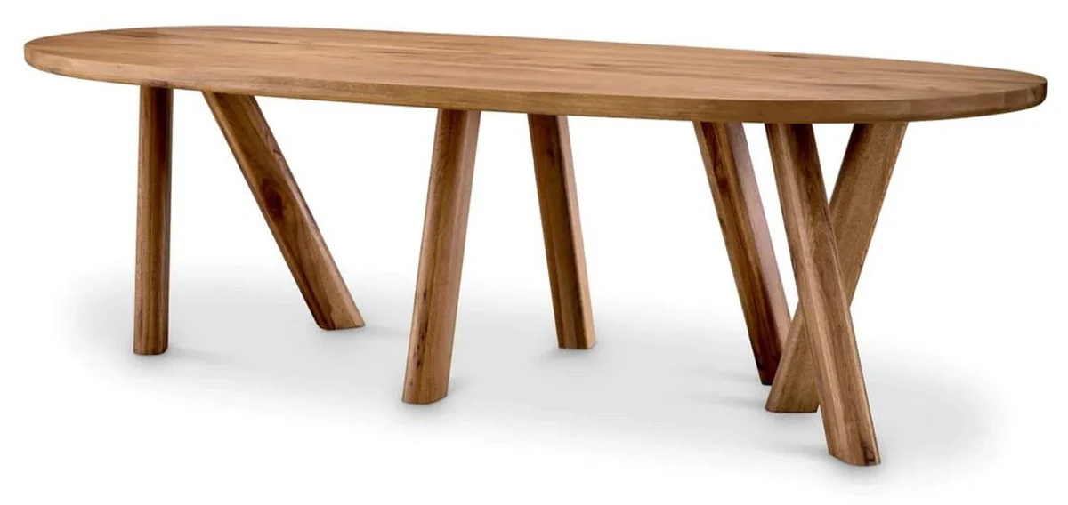 Casa Padrino mesa de comedor de lujo marr¨®n 259 x 109 x A. 76,5 cm - Mesa de cocina ovalada con tablero de roble macizo - Muebles de comedor - Muebles de cocina - Muebles de lujo