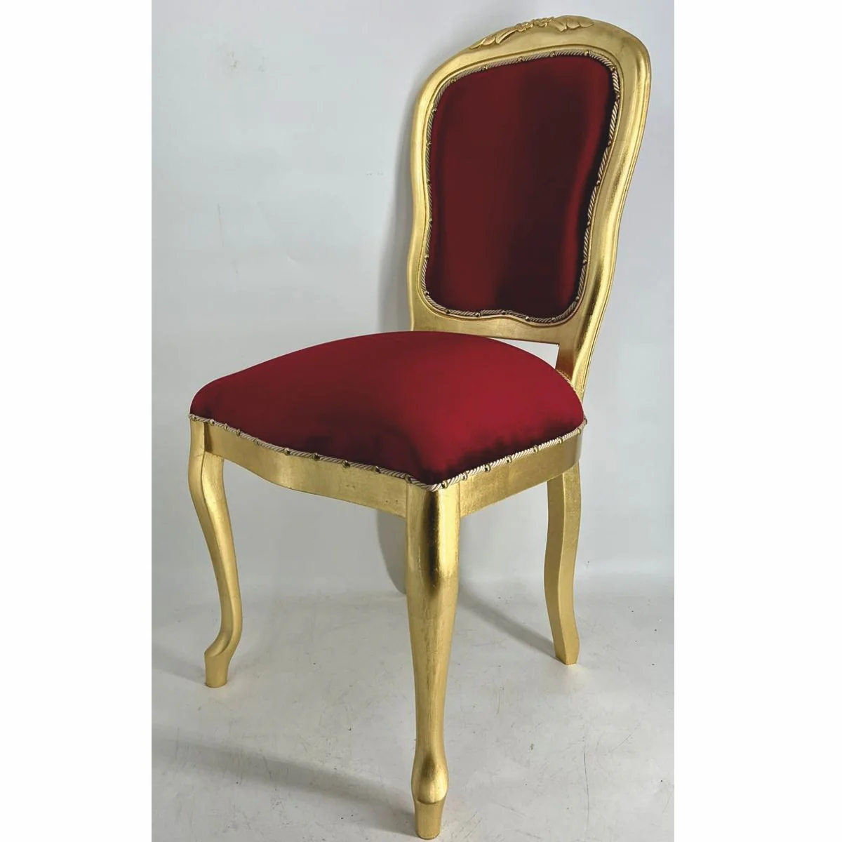 Casa Padrino Silla de Comedor Barroco de Lujo Rojo Burdeos / Oro A. 104 cm - Muebles de Estilo Barroco