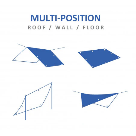 Toldo lona impermeable REFUGIO RAFIA 3 X 4 con cuerda nylon de 20 m - azul