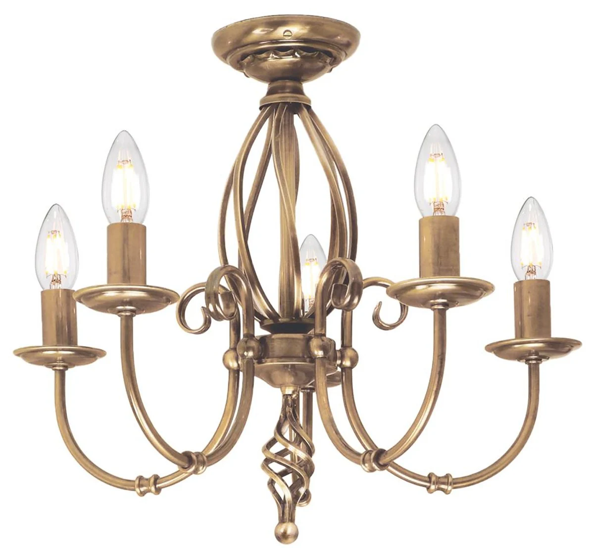 Casa Padrino araña de luces barroco latón antiguo Ø 47 x A. 45 cm - Elegante araña de luces de salón - Araña de luces de estilo barroco