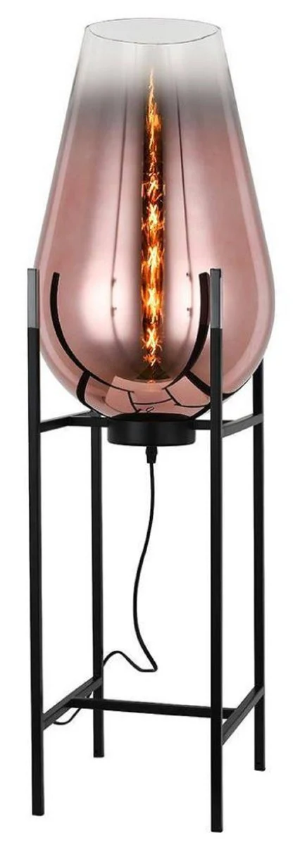 Casa Padrino lámpara de pie de lujo cobre / negro 30 x 30 x A. 97 cm - Lámpara de pie de metal con pantalla de vidrio - Lámparas de pie de lujo - Lámparas de lujo - Interior de lujo
