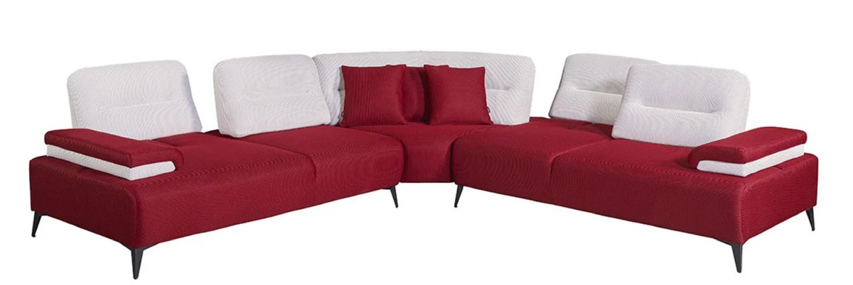 Casa Padrino sof¨¢ esquinero de lujo rojo burdeos / blanco / gris 310 x 310 cm - Sof¨¢ de sal¨®n