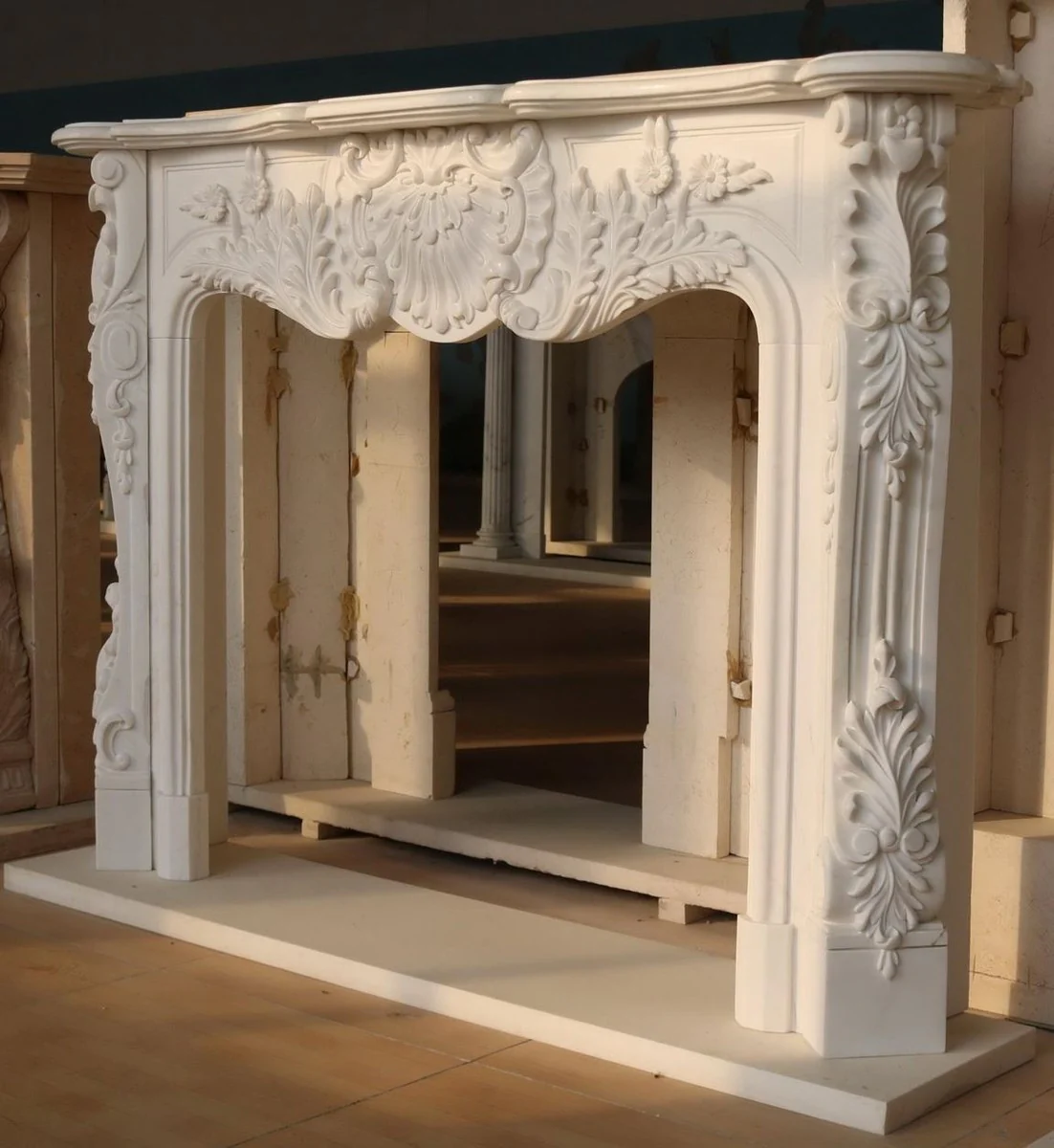 Casa Padrino marco de chimenea de m¨¢rmol barroco de lujo blanco 168 x A. 122 cm