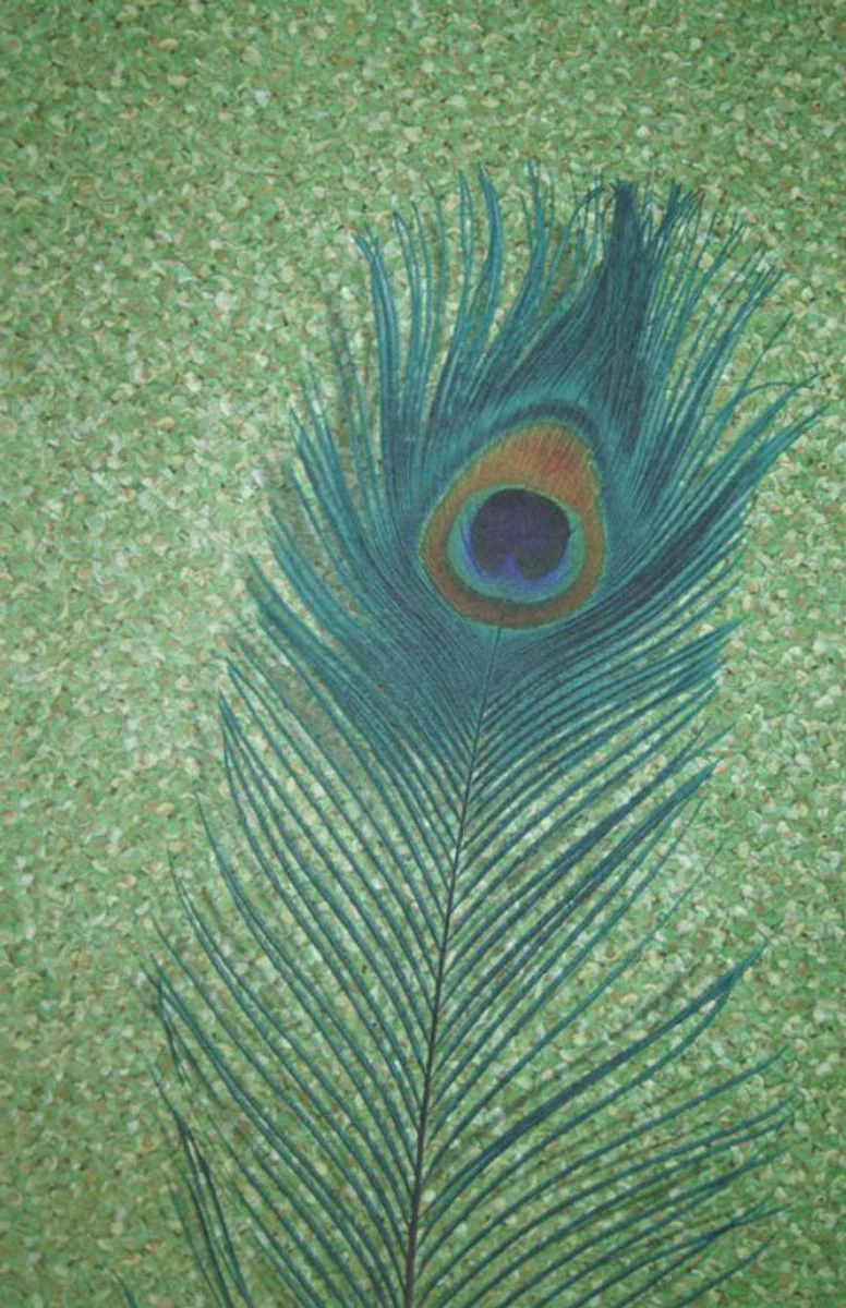 Harald Gl??ckler Designer Baroque Non-Woven Wallpaper 52724 - Peacock Feather - Green / Blue