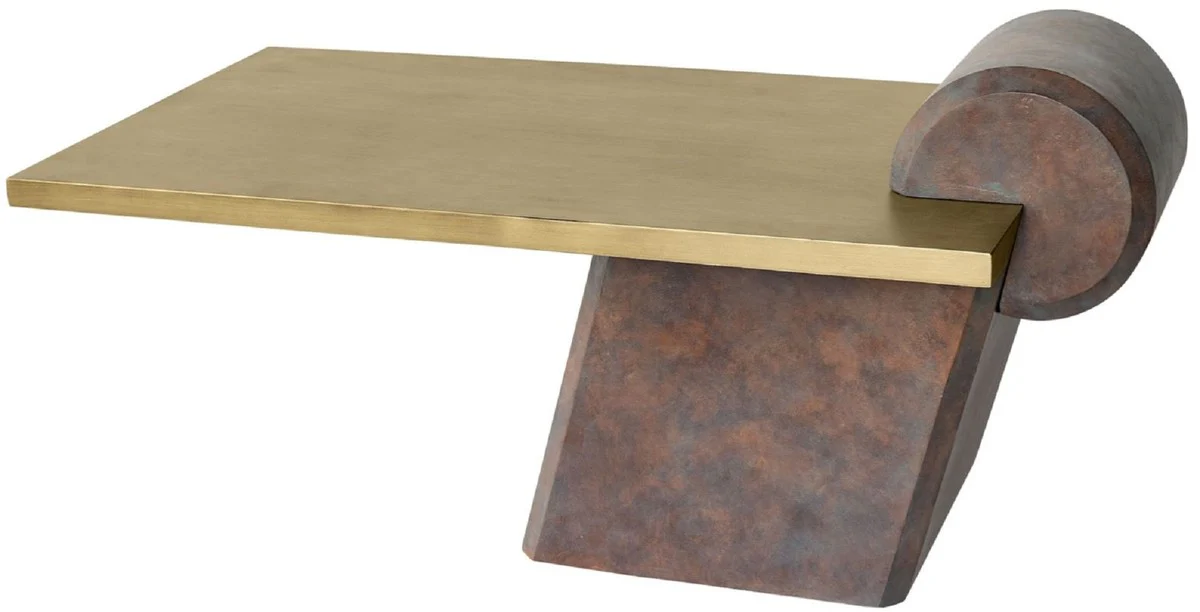 Casa Padrino mesa de centro de dise?o lat¨®n / cobre antiguo 115 x 60 x A. 53 cm - Mesa de sal¨®n de hormig¨®n reforzado con fibra de vidrio - Calidad de Lujo
