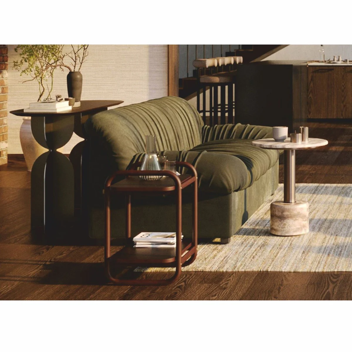 Casa Padrino mesa auxiliar de lujo de travertino gris ? 50 x Al. 60 cm - Muebles de travertino