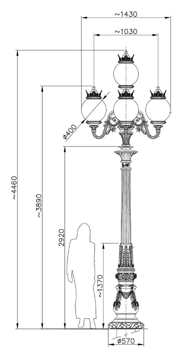 Casa Padrino linterna de calles barroco blanco antiguo / blanco ? 143 x A. 446 cm