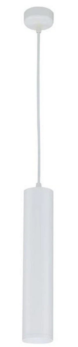 Casa Padrino lámpara colgante de lujo blanco Ø 6 x H. 30 cm - Lámpara Colgante de Aluminio Ajustable en Altura