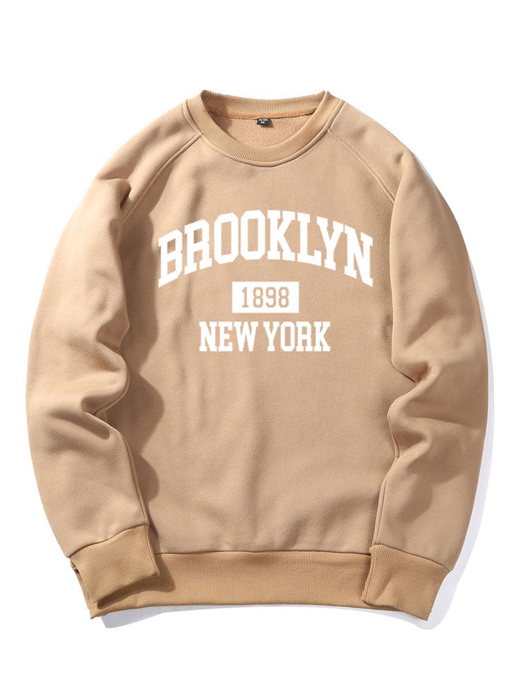 Brooklyn New York Letter Print Raglan Sleeves Sweatshirt