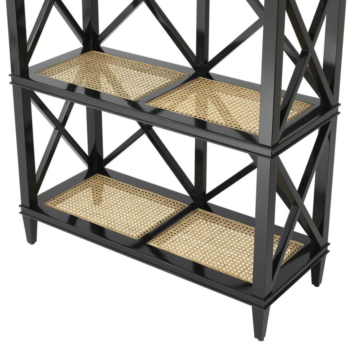 Casa Padrino Luxury Living Room Shelf Cabinet Black / Natural 85 x 35 x H. 220 cm - Luxury Furniture