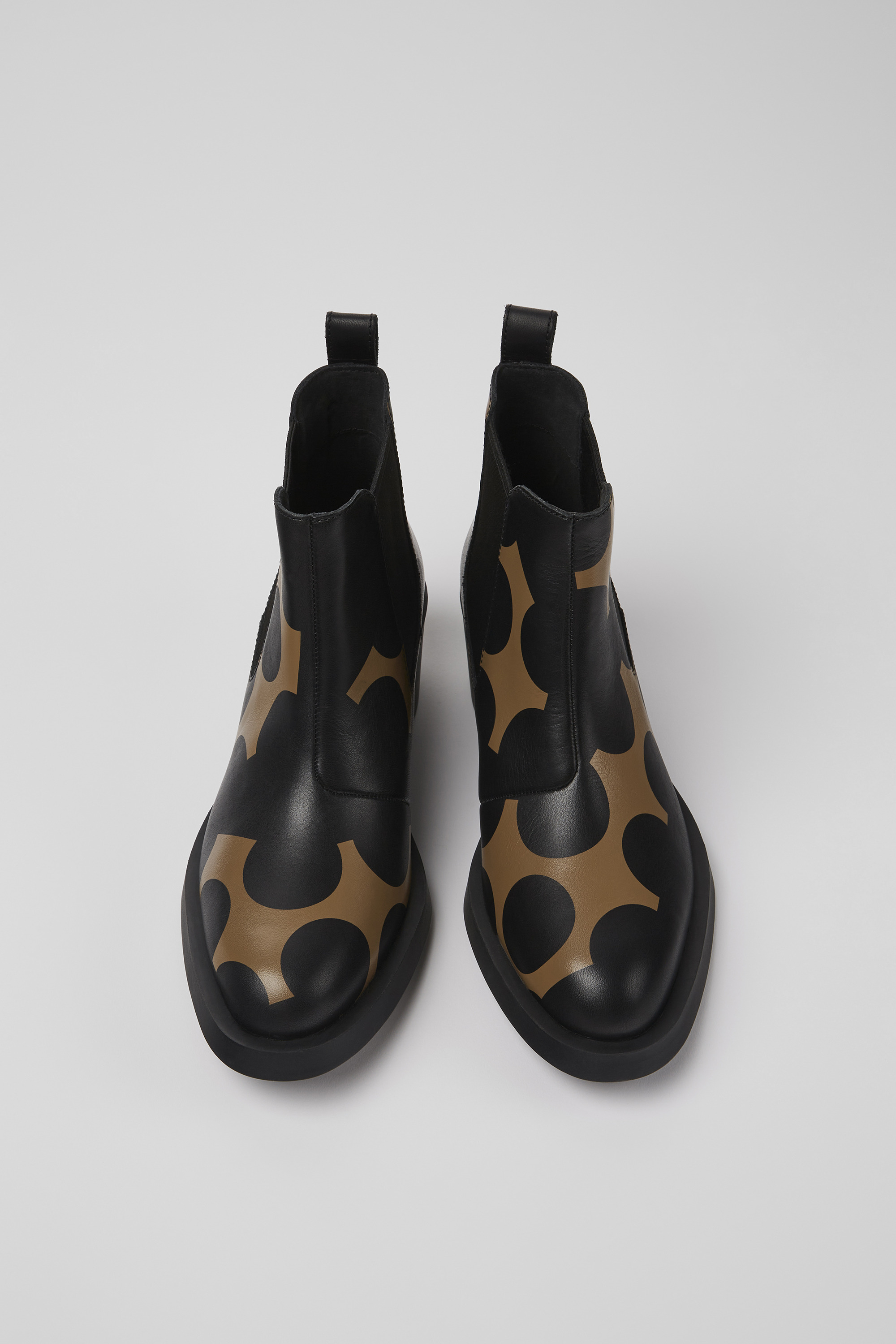 Twins - Black and brown leather ankle boots for women