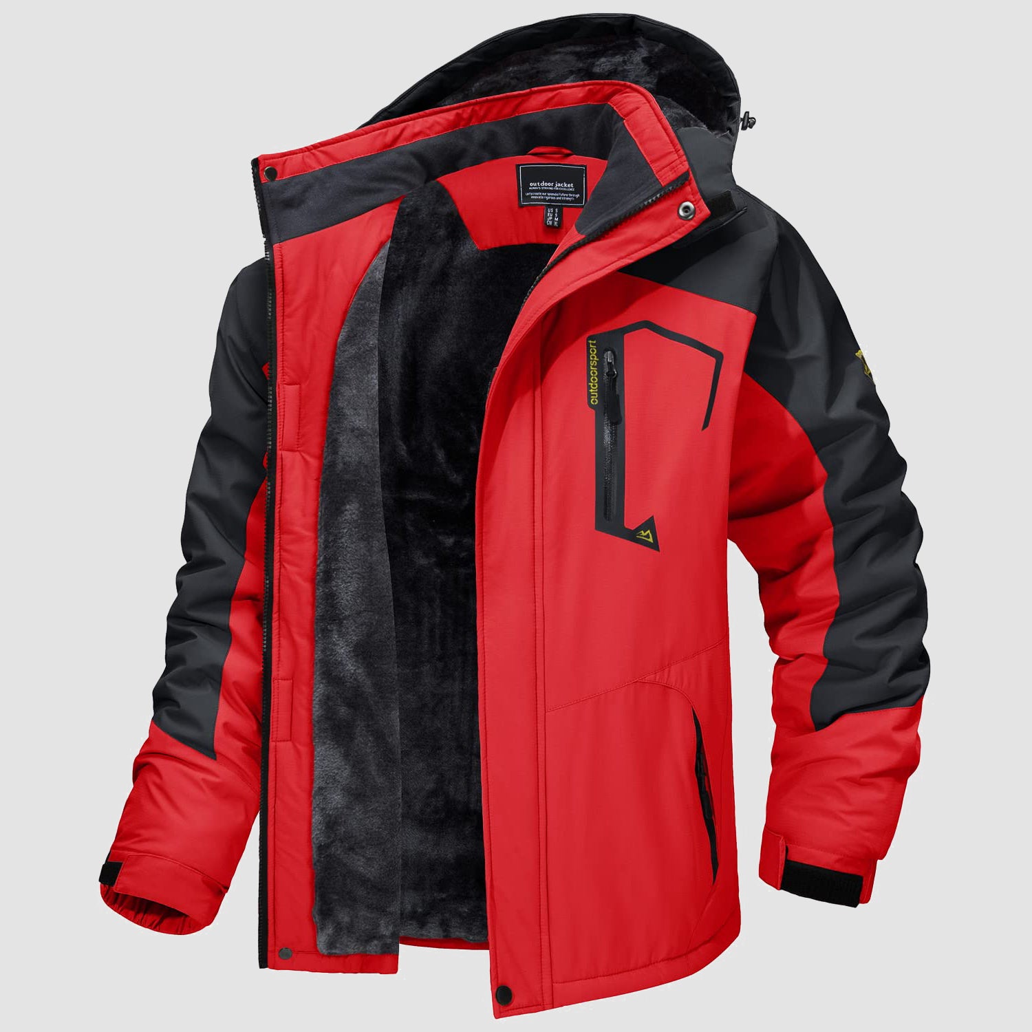 Men's Winter Jacket Water Repellent Ski Snow Jacket Warm Fleece Coat Parka Raincoats With Multi-Pockets