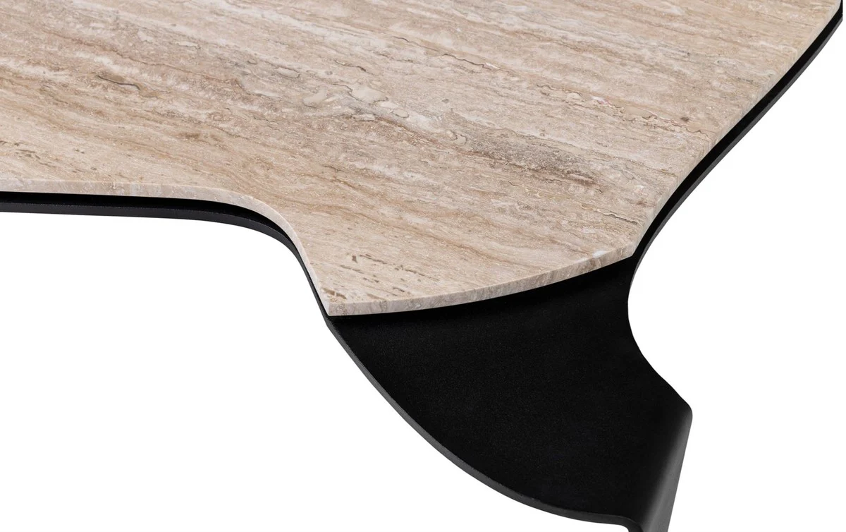 Casa Padrino mesa de centro de lujo negro / beige 75,5 x 78 x H. 32,5 cm - Mesa de Centro de Dise?o con Tapa de M¨¢rmol