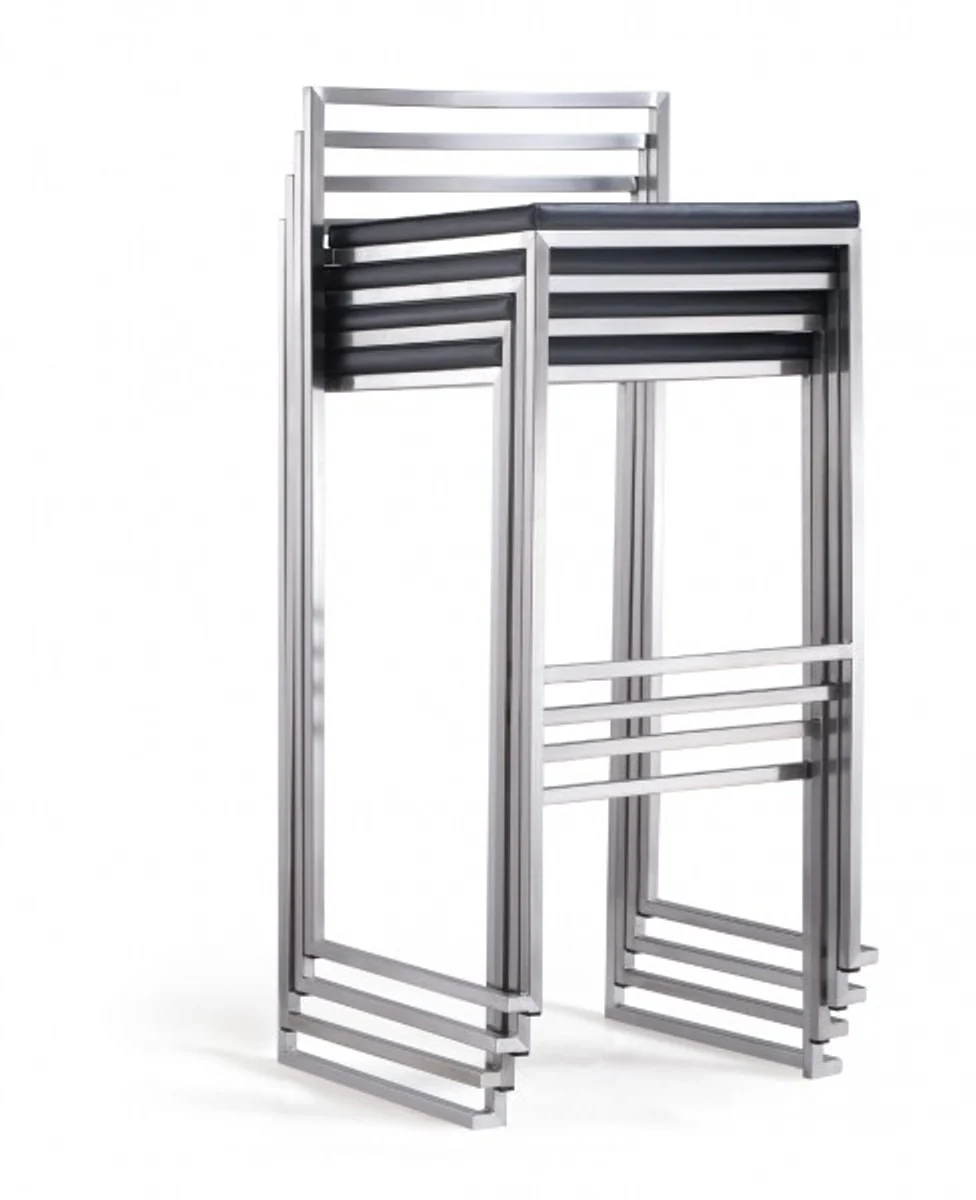 Casa Padrino Dise?ador Taburete cuadrado de Negro Pu, taburetes apilables