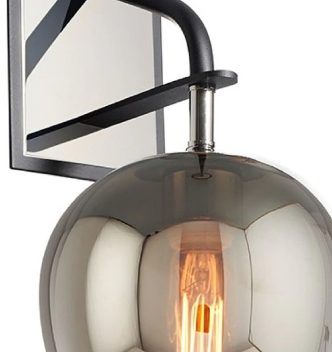 Casa Padrino lámpara de pared de lujo negro / plata / gris 17,8 x 22,9 x H. 40 cm - Calidad de Lujo
