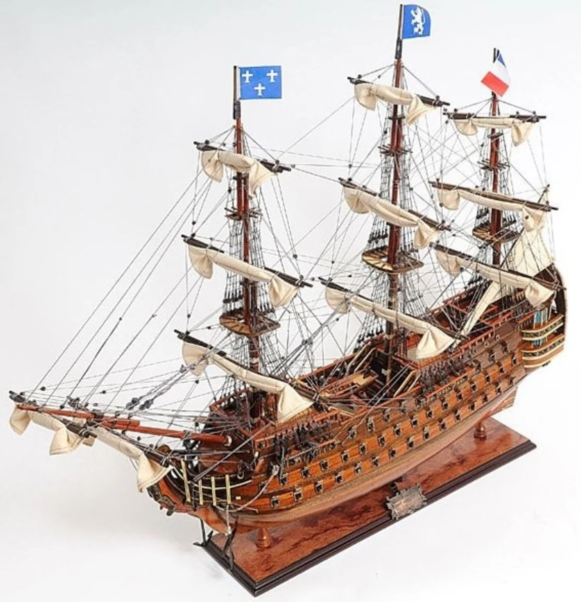 Casa Padrino buque insignia de lujo Royal Louis con soporte de madera maciza marrón 94 x 30,5 x A. 91,4 cm - Velero Barco de Madera Decorativo Hecho a Mano