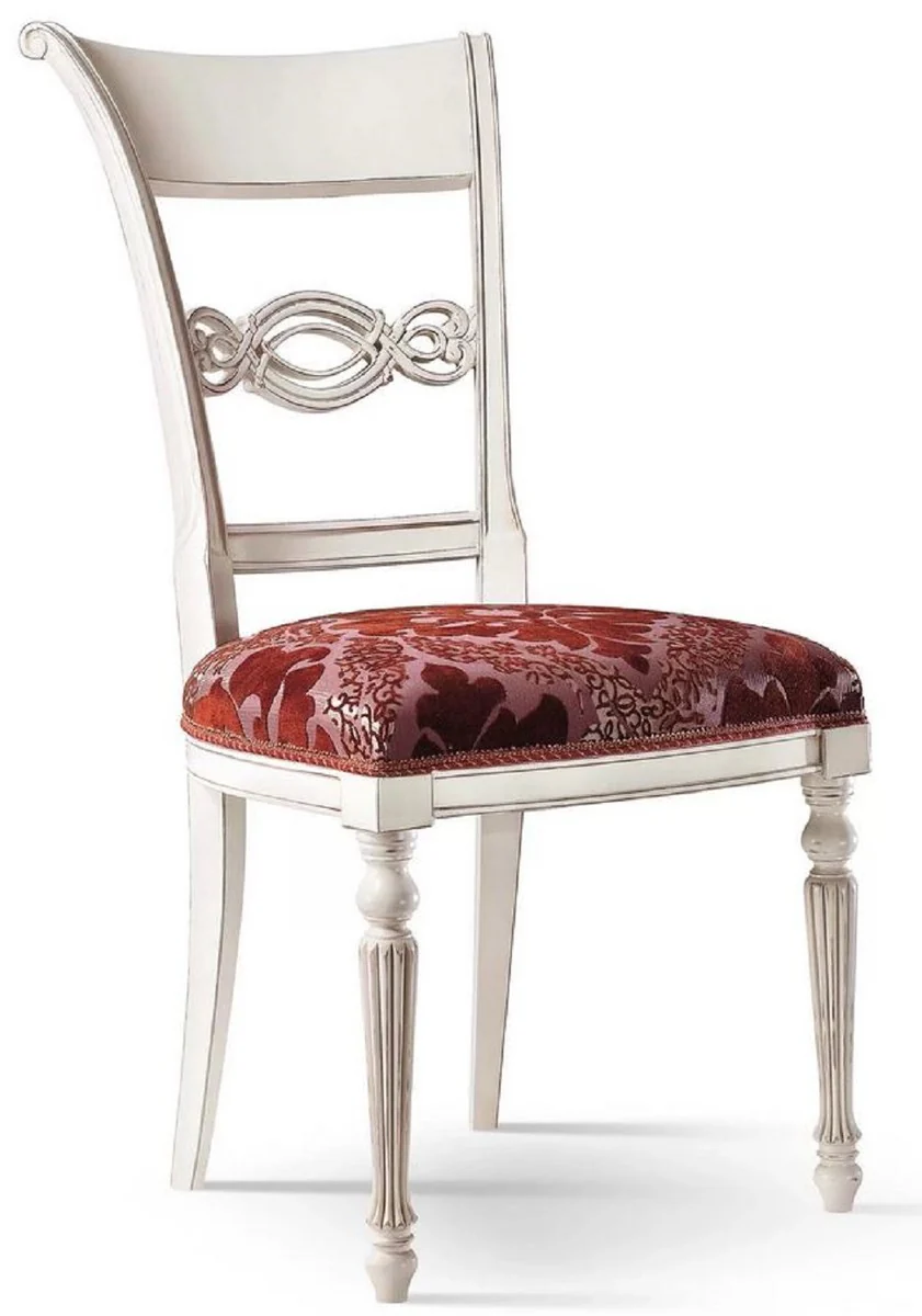 Casa Padrino conjunto de sillas de comedor barroco de lujo rojo burdeos / rosa / blanco - Conjunto de 6 sillas de comedor barrocas - Muebles de comedor barrocos - Calidad de Lujo - Hecho en Italia