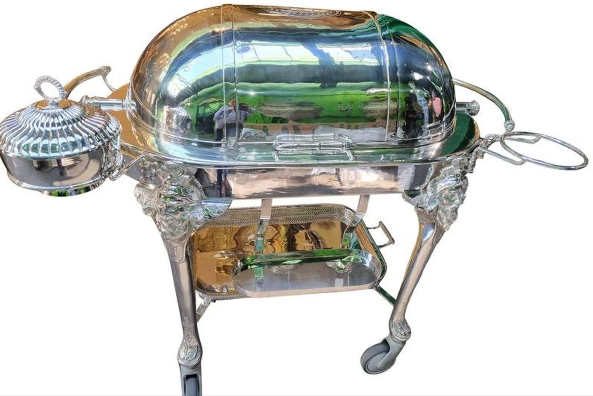 Casa Padrino carrito de servicio de hotel barroco de lujo plata - Carrito de estilo barroco - Accesorios de hotel