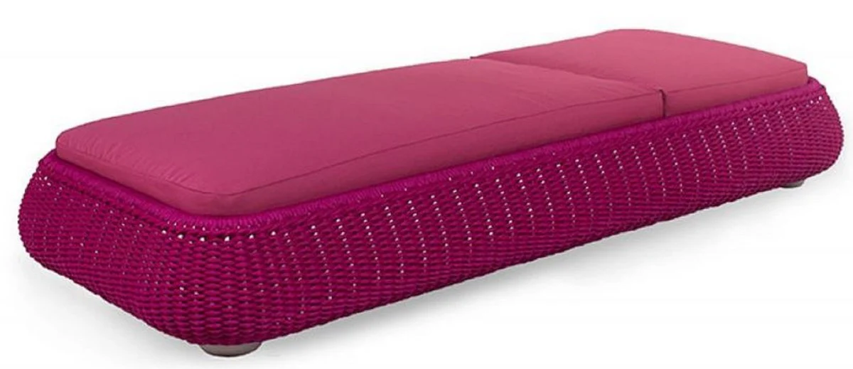 Casa Padrino tumbona de jardín de lujo púrpura 205 x 87 x A. 27 cm - Tumbona resistente a la intemperie tejida a mano - Tumbona moderna - Muebles de Jardín de Hotel