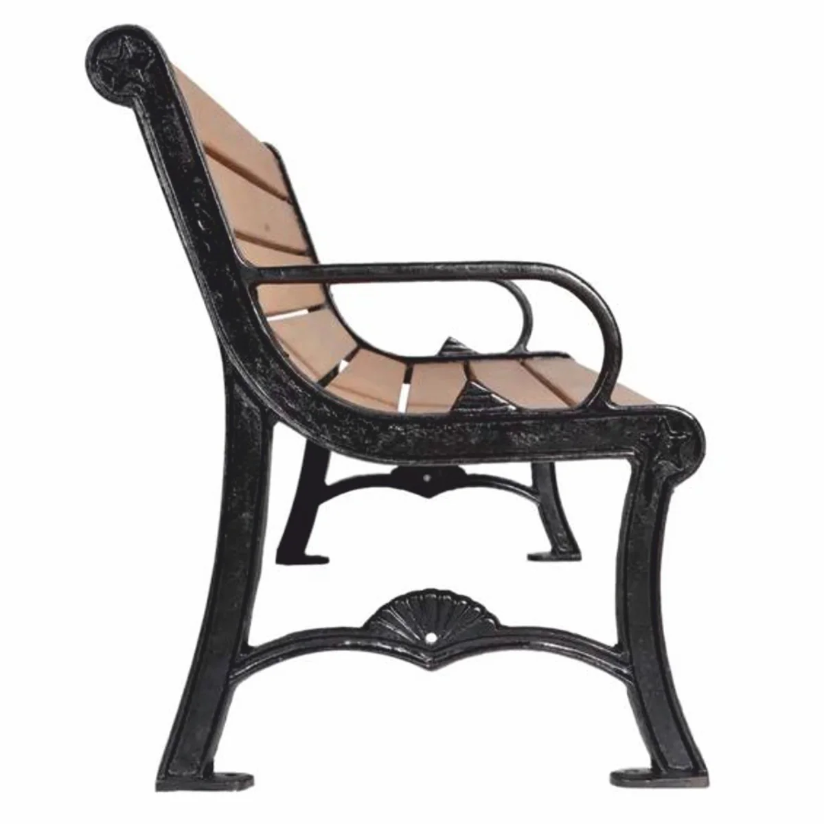 Casa Padrino banco de parque - Banco urbano con respaldo y reposabrazos marr¨®n / negro 186 cm