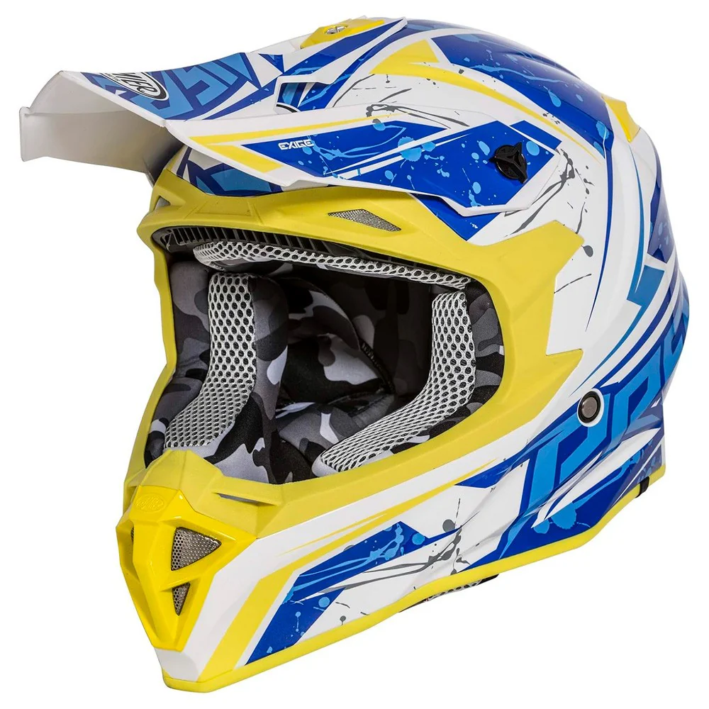 CASCO CROSS / ENDURO PREMIER EXIGE QX12 AZUL / BLANCO / AMARILLO