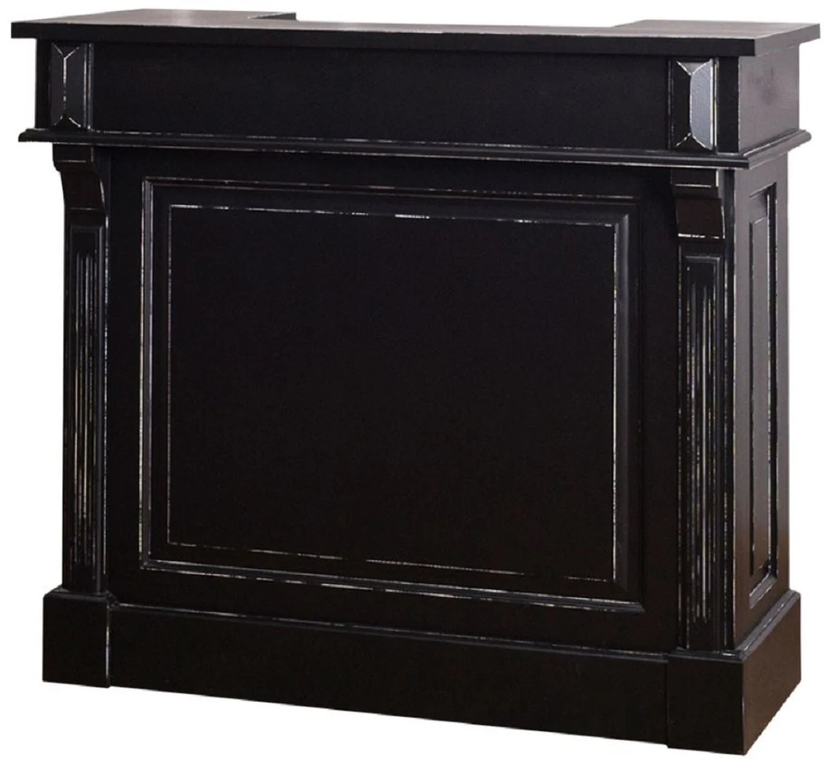 Casa Padrino gabinete de bar de madera maciza de estilo campestre con 4 cajones y sostenedor de botella de vino negro antiguo 120 x 51 x H. 107 cm - Muebles de Estilo Campestre