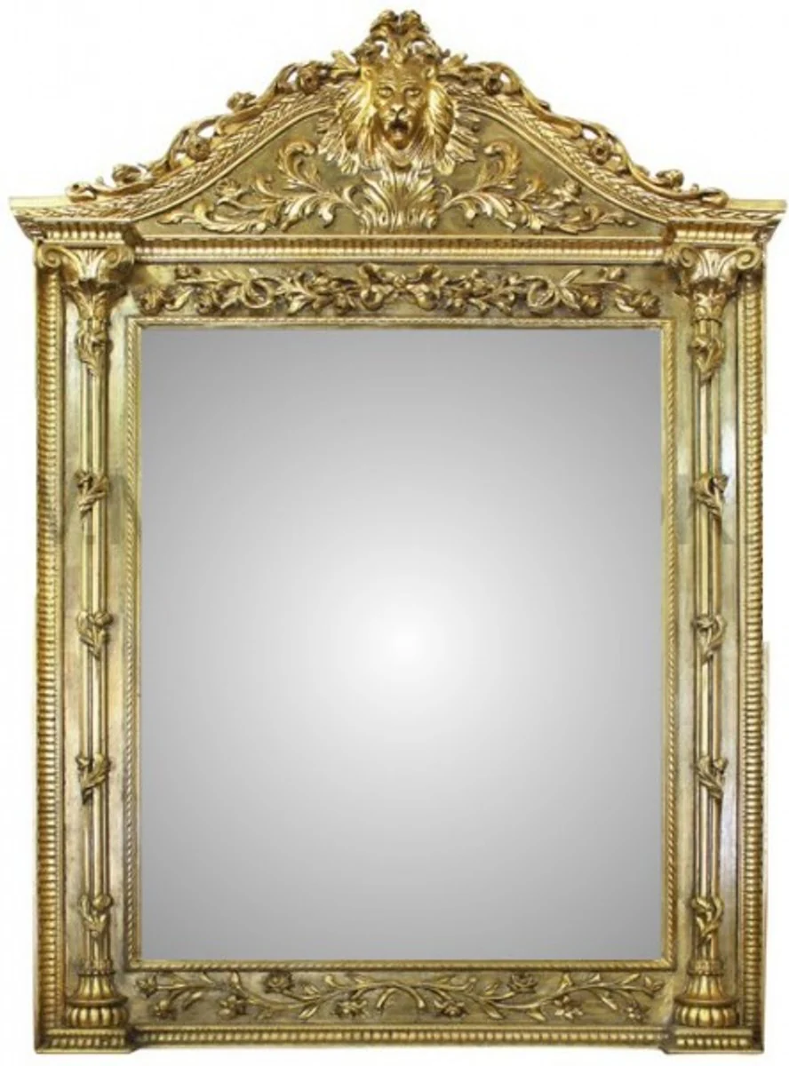 Giant Casa Padrino luxury Baroque wall mirrors Lionhead Gold 260 x 170 cm - solid and heavy - Golden Mirror