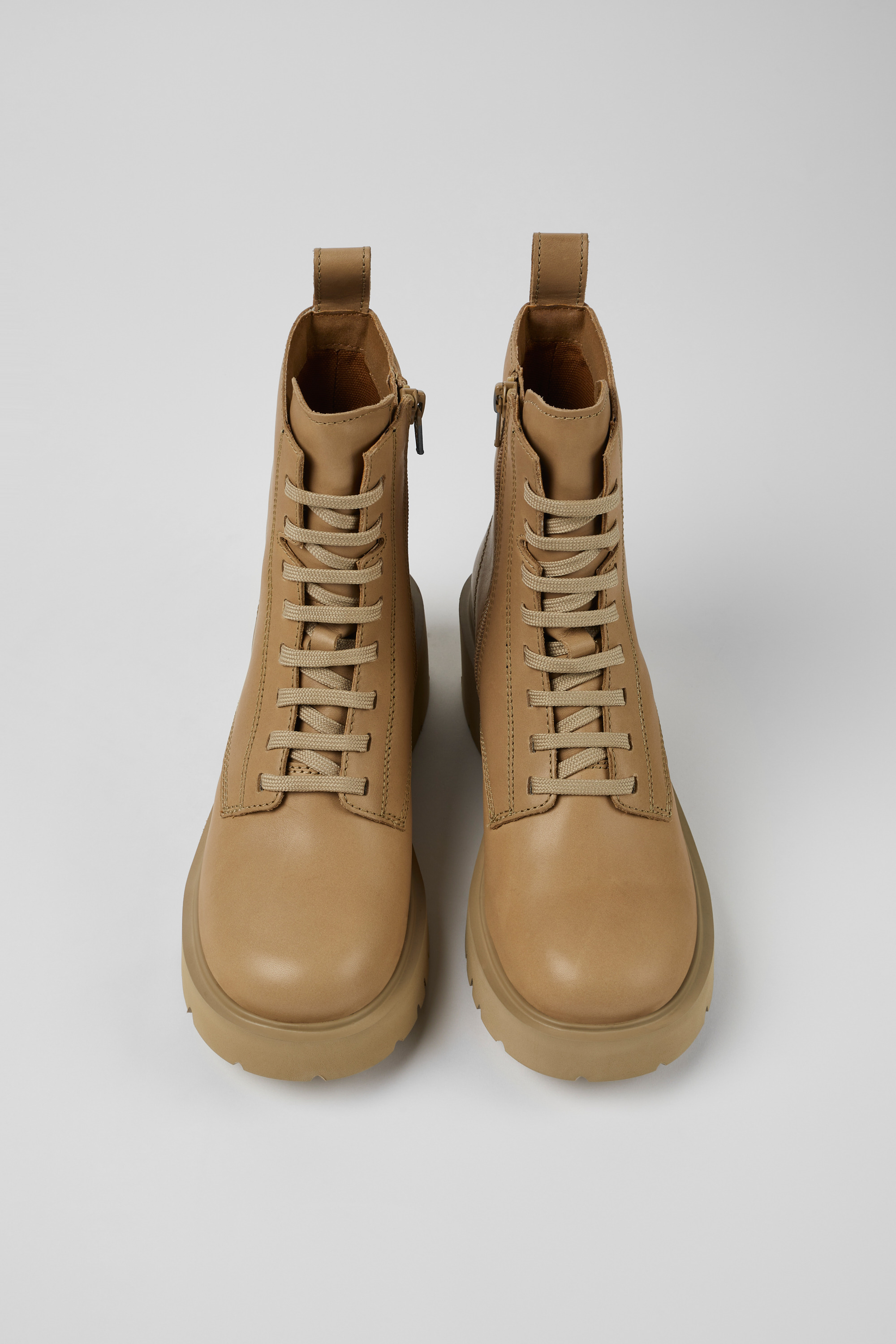 Milah - Beige lace-up boots for women